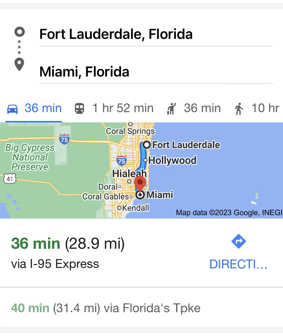 fort lauderdale to miami shuttle map